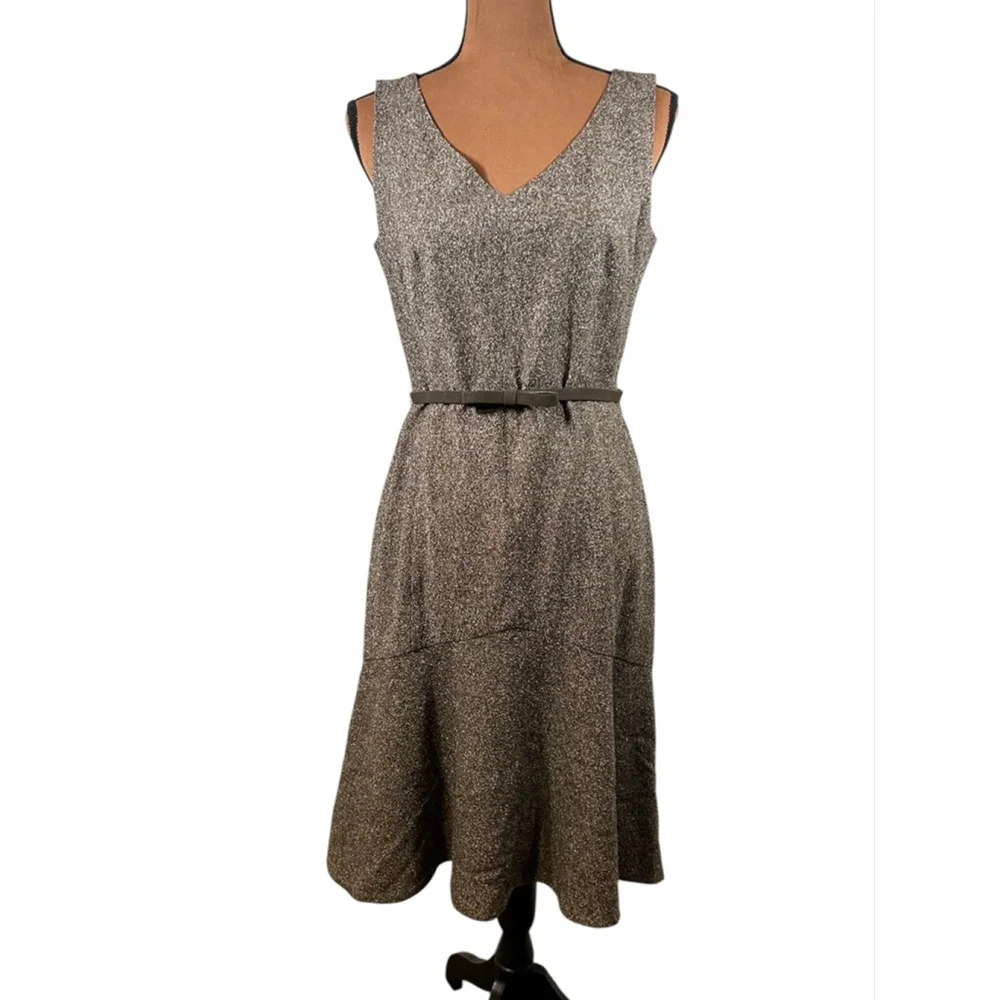 Ann Taylor LOFT Brown Black Tweed Sleeveless Dress Size 6 - Picture 4 of 8